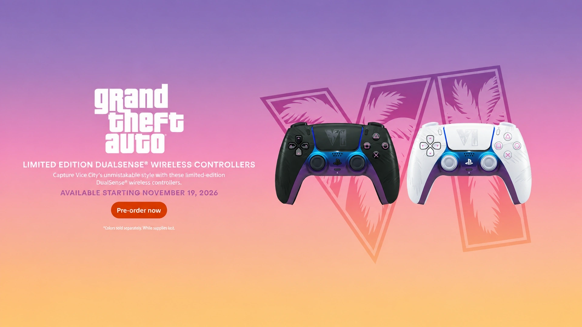 Limited edition DualSense-controllere til GTA VI byder på dagslys- og neondesign